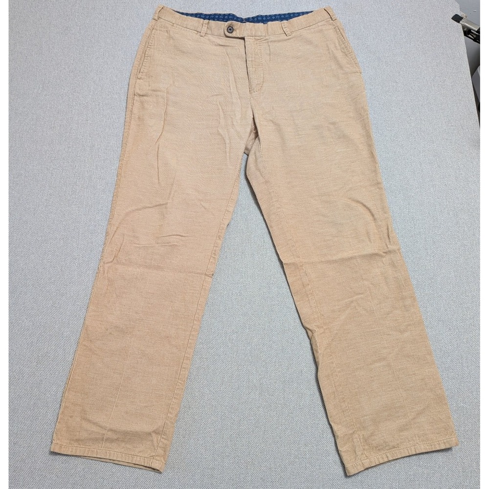 Peter Millar Pants Men's 35x32 Khaki Tan Corduroy 100% Cotton Flat Front Chinos